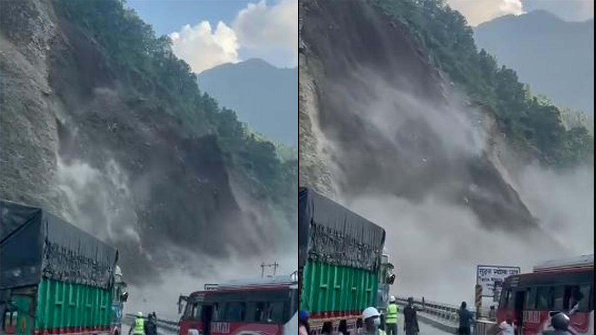 मुग्लिन-नारायणगढको तुइन खोलामा विशाल पहिरो, सडक अनिश्चितकालका लागि बन्द